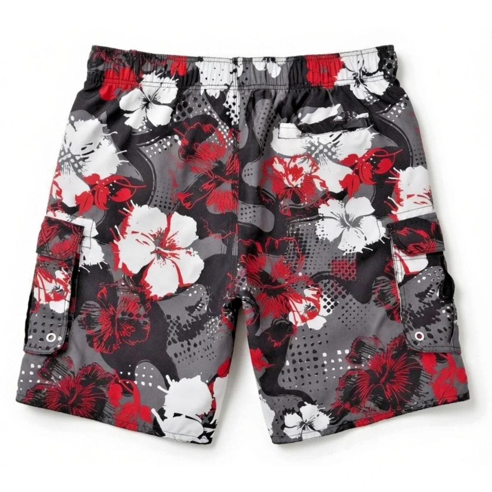 OP Ocean Pacific Mens XL Floral Cargo Board Shorts Swim Trunks Beach Pool Resort